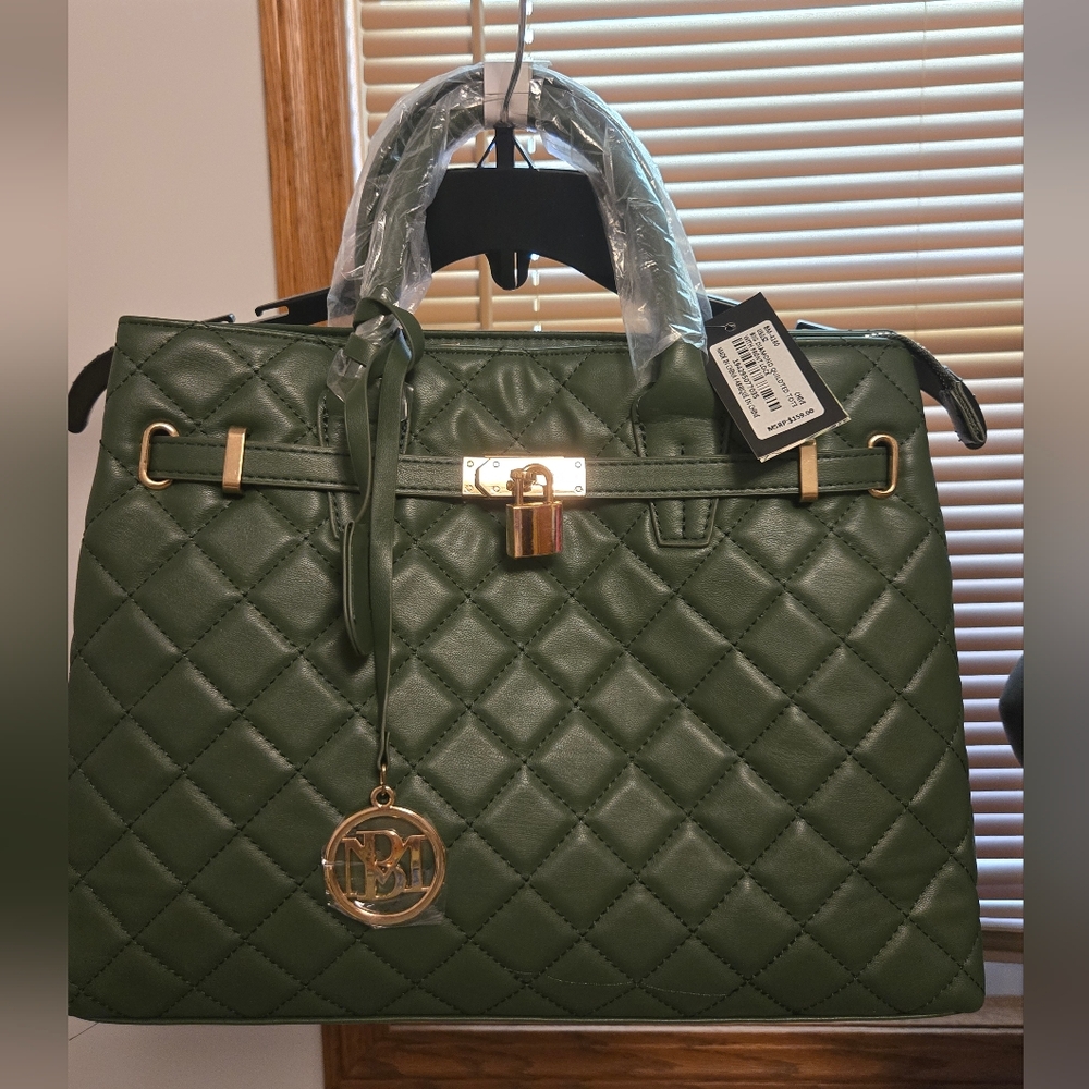 Badgley Mischka Olive Quilted Tote